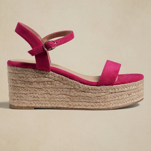 Banana Republic Platform Strappy Espadrille Maui Rose, Size 9 - Picture 3 of 14